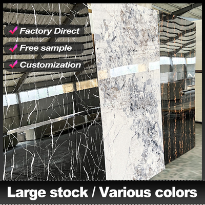 Qualität 5MM Bambus Holzkohle Veneer Hochglänzendes 3D-Marmorblatt für den individuellen Druck Fabrik